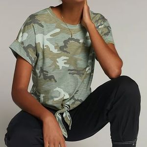 Sanctuary Green Camo Tie-Hem Tee